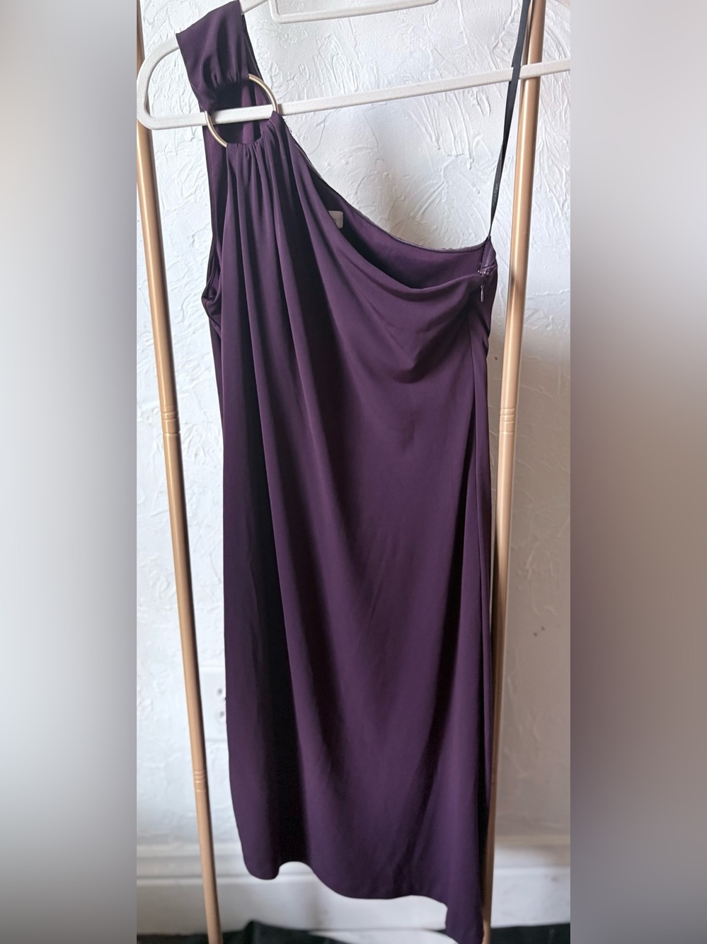 Calvin Klein Aubergine Purple O Ring One Shoulder Sheath Cocktail Dress 8